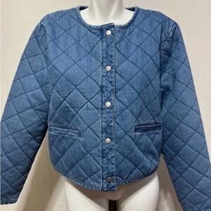 Rachel Zoe Jean Jacket Quilted Women Size Medium Blue